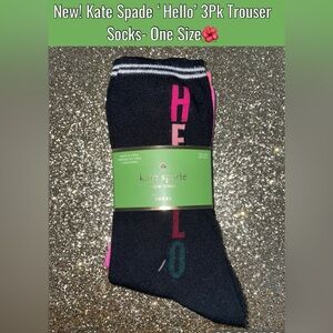 New! Kate Spade ‘Hello’ 3Pk Trouser Socks- One Size🌺